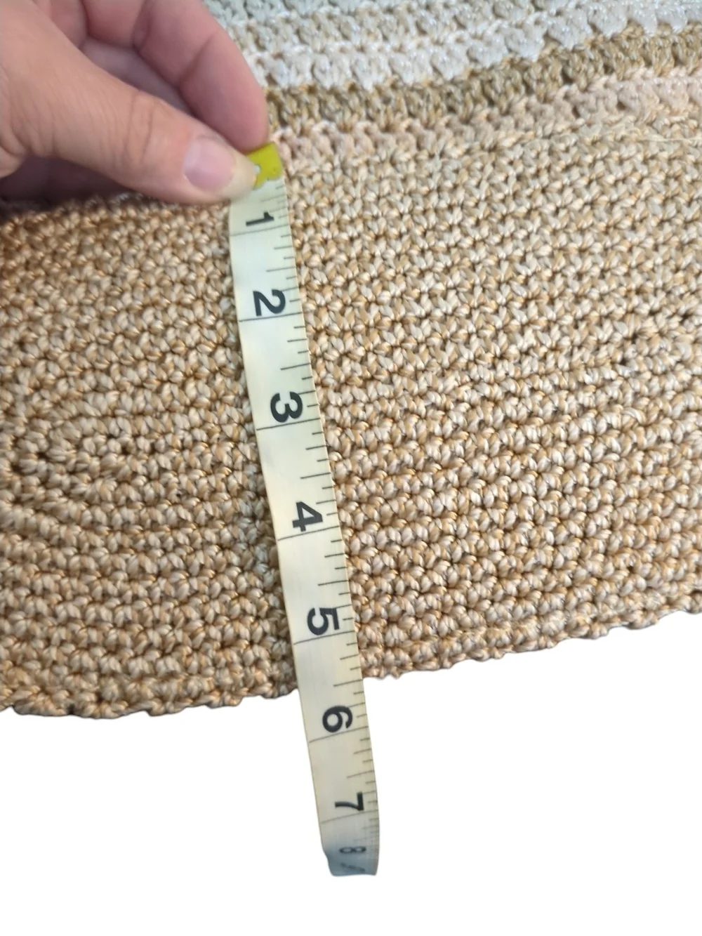 The Sak Crochet Hobo Shoulder Bag Neutral Striped Knit Boho Slouch Crossbody